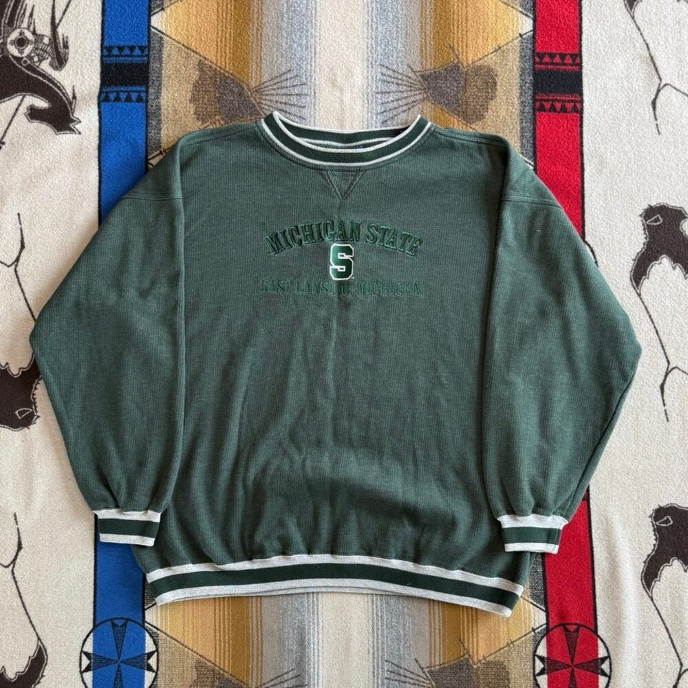 Vintage 90s Michigan State University Embroidered Crewneck Sweatshirt Size 2XL